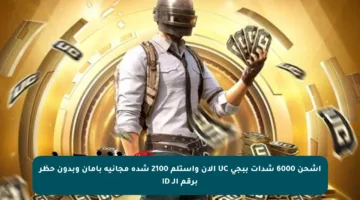 اشحن 6000 شدات ببجي UC الآن واستلم 2100 شدة مجانية بأمان وبدون حظر برقم الـ ID